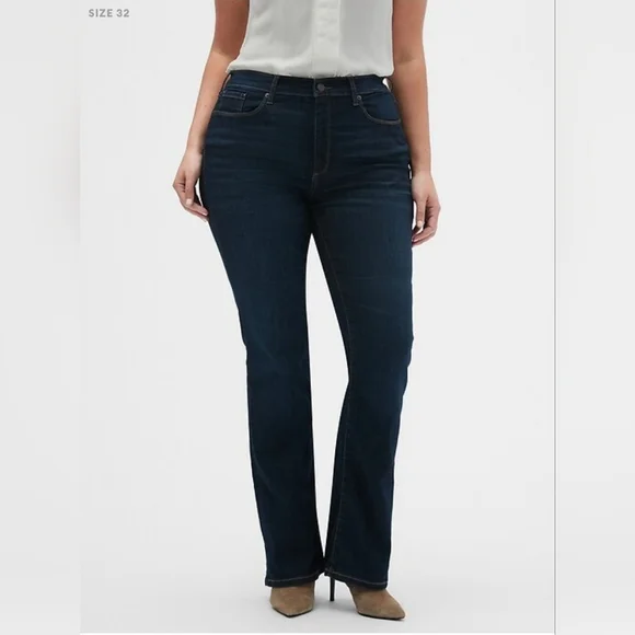 Banana Republic Curvy Fit Mid-Rise Bootcut Dark Wash Denim Blue Jeans size 31 - Picture 1 of 11
